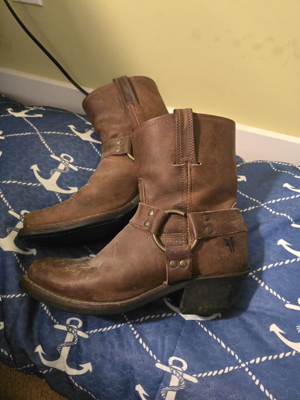 Frye Harnesd Brown Leather Boot with Branded Interior Patch